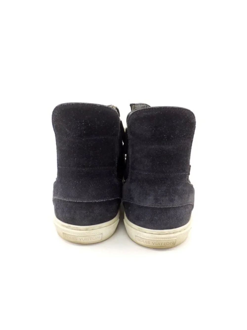 Louis Vuitton High Cut Sneakers Side Zip Suede Dark Navy Size 6 - Picture 3 of 10